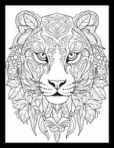 A realistic tiger drawing waiting to be colored in. Free Printable Coloring Page for Adults