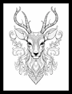 Majestic deer head illustration in black and white Free Printable Coloring Page for Adults