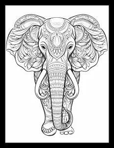 Majestic elephant in black and white Free Printable Coloring Page for Adults