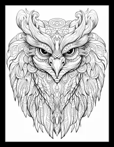 Majestic owl perched on a branch Free Printable Coloring Page for Adults