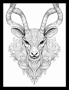 Majestic deer head in black and white sketch Free Printable Coloring Page for Adults