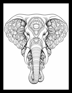 Majestic elephant head in black and white Free Printable Coloring Page for Adults