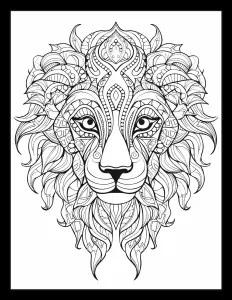 Majestic lion's head in black and white Free Printable Coloring Page for Adults