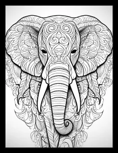 Majestic elephant with large tusks Free Printable Coloring Page for Adults