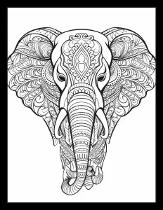 Majestic elephant in black and white Free Printable Coloring Page for Adults