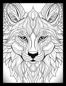 Majestic wolf with piercing eyes in a serene forest setting Free Printable Coloring Page for Adults