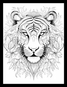 Majestic tiger drawing in black and white Free Printable Coloring Page for Adults