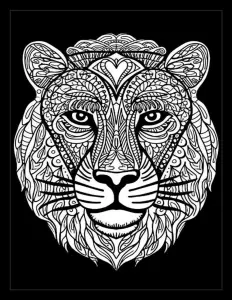 Majestic tiger head in darkness Free Printable Coloring Page for Adults