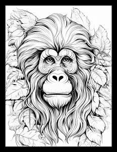 Majestic orangutan in black and white illustration Free Printable Coloring Page for Adults