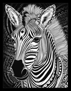 A majestic zebra gracefully standing in the savanna Free Printable Coloring Page for Adults