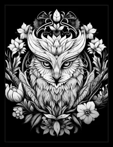 Majestic owl perched in the darkness Free Printable Coloring Page for Adults