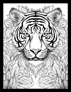 Majestic tiger drawing in black and white Free Printable Coloring Page for Adults