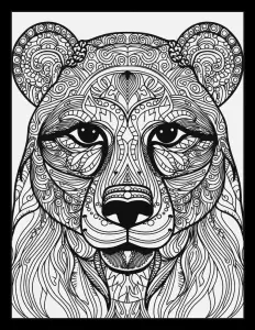 A majestic bear standing in the wilderness Free Printable Coloring Page for Adults