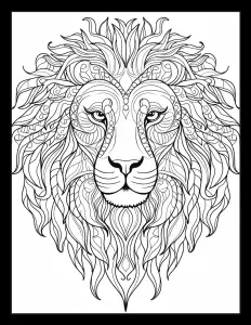 Majestic lion head coloring page for adults Free Printable Coloring Page for Adults