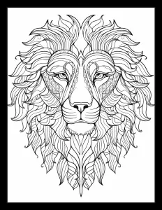 Majestic lion head drawing waiting to be colored. Free Printable Coloring Page for Adults