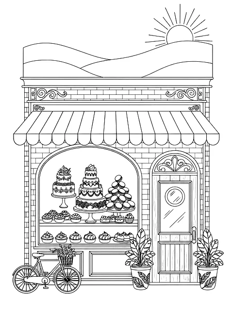 Night 12: Bakery storefront with macarons