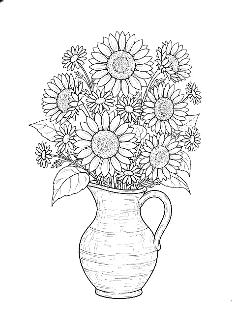 Night 15: Sunflowers in a rustic jug